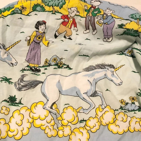Vintage 1990 Rupert Bear Single  Fitted Bed Sheet Express Newpapers 77 x 32 - Picture 4 of 15